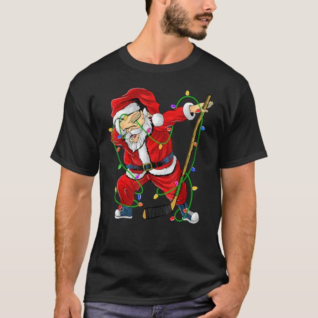Camiseta Merry Christmas Ice Hockey Dabbing Santa Claus Hoc (Anverso)