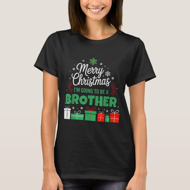 Camiseta Merry Christmas I'm Going To Be An Brother Pregnan (Anverso)