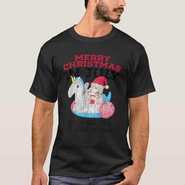 Camiseta Merry Christmas In July Funny Santa Beach Summer G (Anverso)