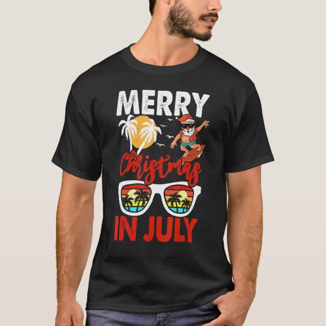 Camiseta Merry Christmas In July Santa Hawaiian Summer Chri (Anverso)