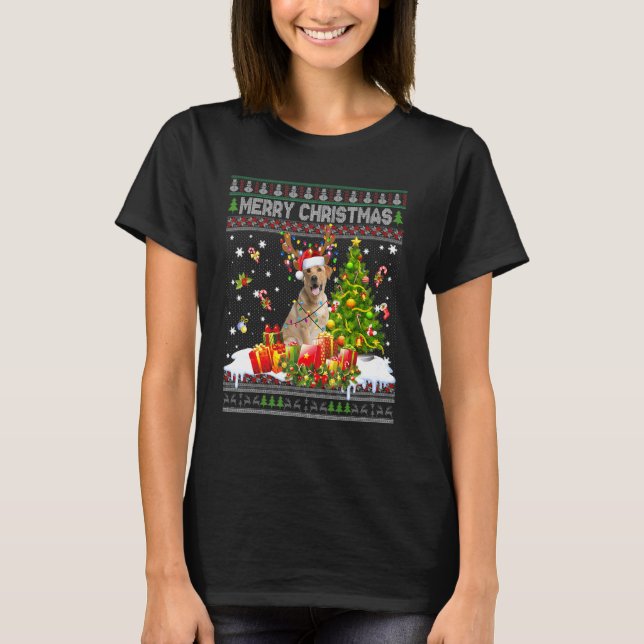 Camiseta Merry Christmas Labrador Santa Xmas Tree Lights Ug (Anverso)