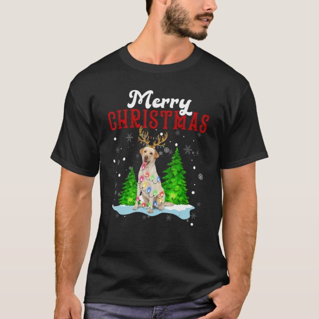 Camiseta Merry Christmas Labrador Tree Lights Labrador Chri (Anverso)