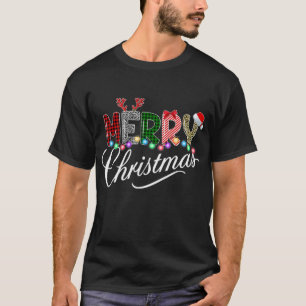 Camiseta Merry Christmas Leopard Buffalo Red Plaid Xmas Lig