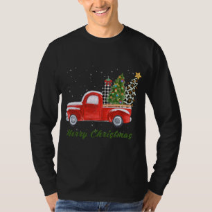 Camiseta Merry Christmas Leopard Plaid Christmas Tree Red T