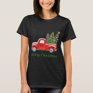Camiseta Merry Christmas Leopard Plaid Christmas Tree Red T