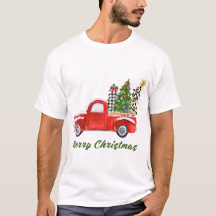 Camiseta Merry Christmas Leopard Plaid Christmas Tree Red T