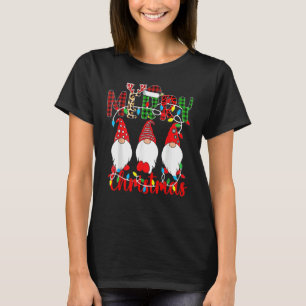Camiseta Merry Christmas Leopardo Búfalo Red Plaid Gnomes M