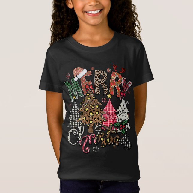 Camiseta Merry Christmas Leopardo Buffalo Red Plaid (Anverso)
