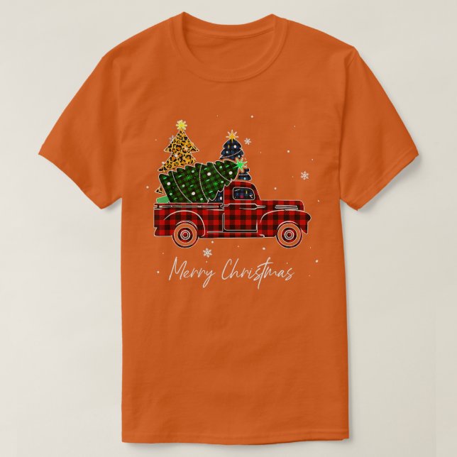 Camiseta Merry Christmas Leopardo Buffalo Truck Tree Red Pl (Diseño del anverso)