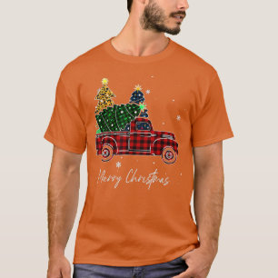 Camiseta Merry Christmas Leopardo Buffalo Truck Tree Red Pl
