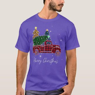 Camiseta Merry Christmas Leopardo Buffalo Truck Tree Red Pl