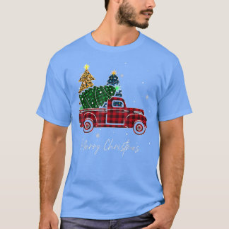 Camiseta Merry Christmas Leopardo Buffalo Truck Tree Red Pl