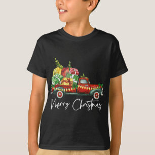Camiseta Merry Christmas Light Red Truck Tree Match