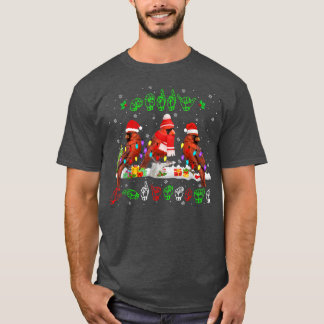 Camiseta Merry Christmas Lights Cardinal Bird ASL Sign Lang