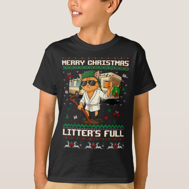 Camiseta Merry Christmas Litter's Full Funny Cat Ugly Xmas  (Anverso)