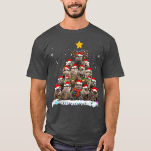 Camiseta Merry Christmas Lughts Tree Otter Santa Decoración