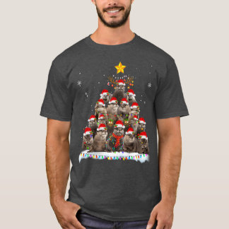 Camiseta Merry Christmas Lughts Tree Otter Santa Decoración