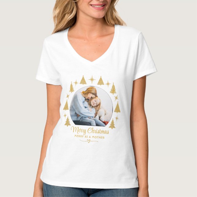 Camiseta Merry Christmas Merry As A Mother White Gold Photo (Anverso)