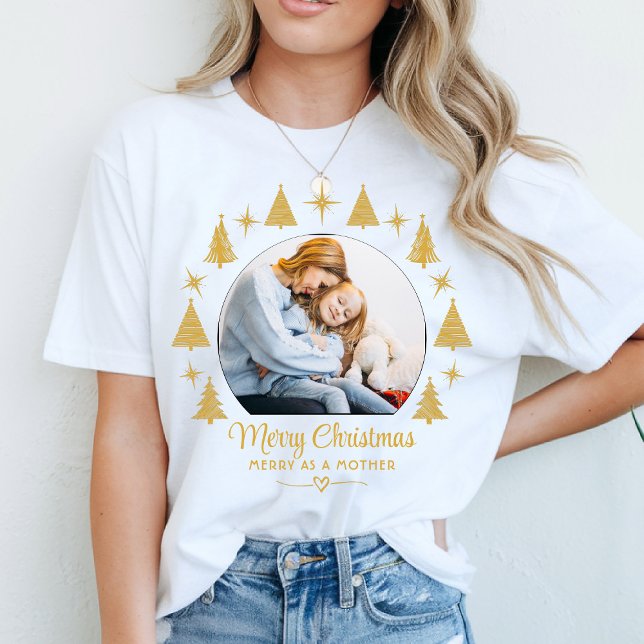Camiseta Merry Christmas Merry As A Mother White Gold Photo (Subido por el creador)