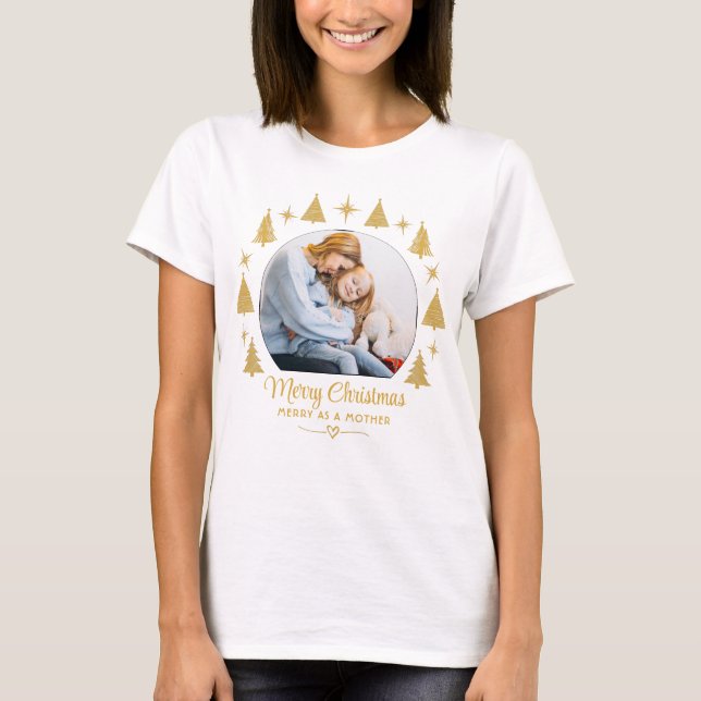 Camiseta Merry Christmas Merry As A Mother White Gold Photo (Anverso)