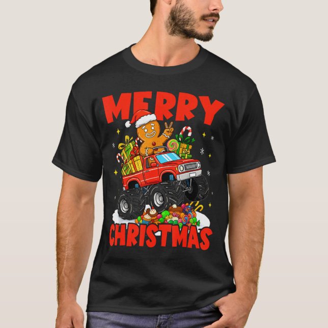 Camiseta Merry Christmas Monster Truck Funny Gingerbread Me (Anverso)