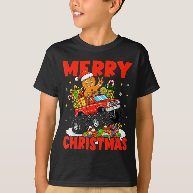 Camiseta Merry Christmas Monster Truck Funny Gingerbread Me (Anverso)