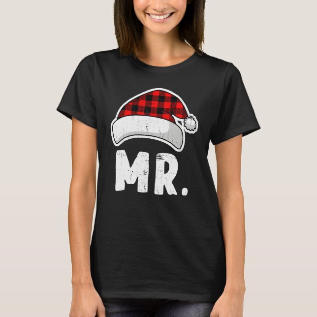 Camiseta Merry Christmas Mr Trees Lights Santa Hat Mr Chris (Anverso)