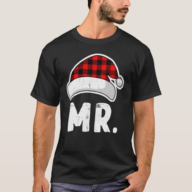 Camiseta Merry Christmas Mr Trees Lights Santa Hat Mr Chris (Anverso)
