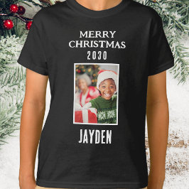 Camiseta Merry Christmas Name Y Photo Boys Black