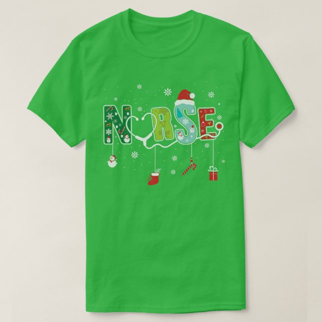 Camiseta Merry Christmas Nurs Life Stethoscope Navidades X (Diseño del anverso)