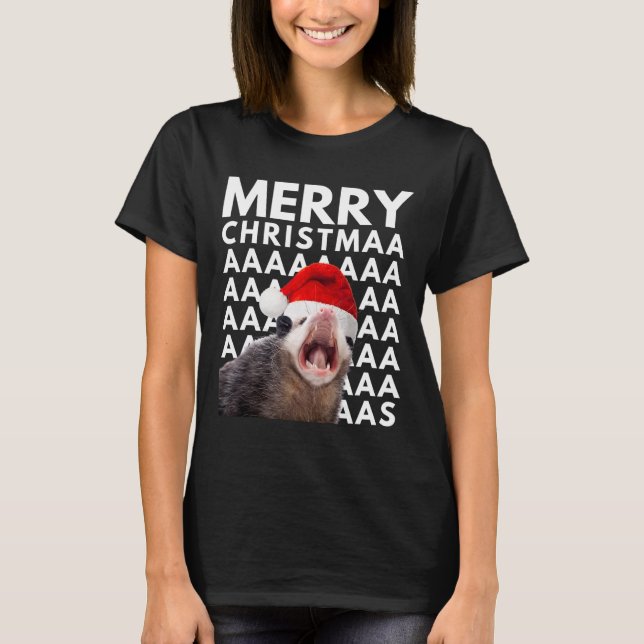 Camiseta Merry Christmas Opossum Screaming Fun Men Women Ki (Anverso)