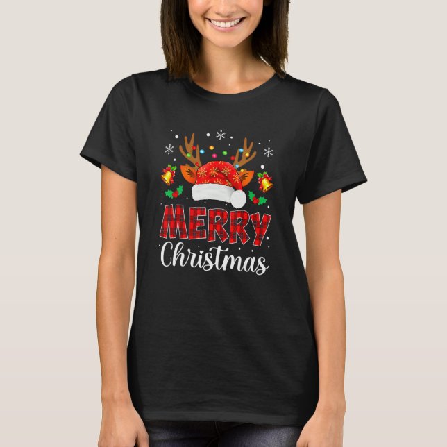 Camiseta Merry Christmas Pajama Buffalo Plaid Red Christmas (Anverso)