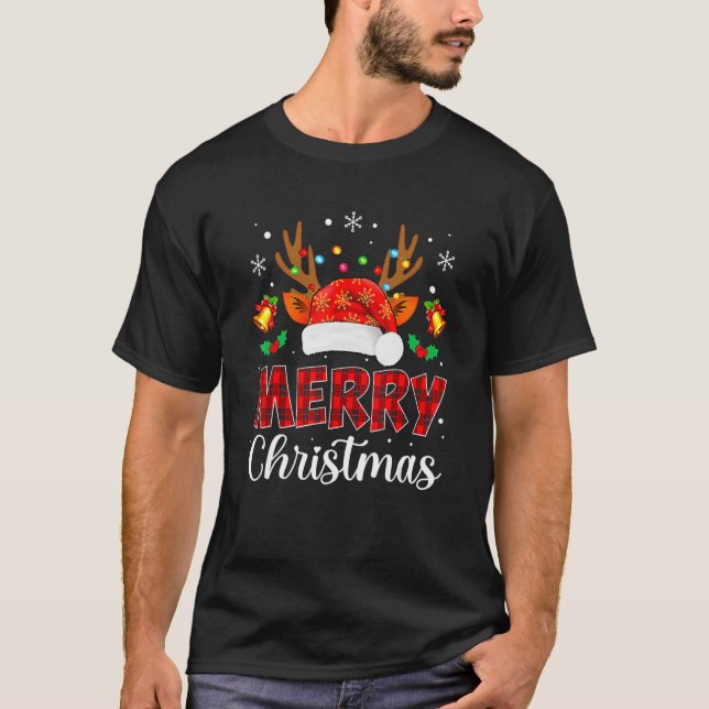 Camiseta Merry Christmas Pajama Buffalo Plaid Red Christmas (Anverso)