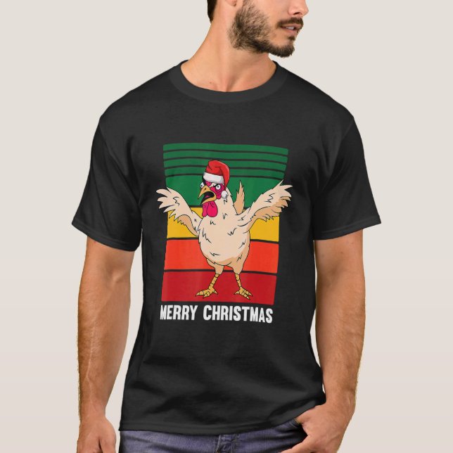 Camiseta Merry Christmas Pajama  Chicken Retro (Anverso)