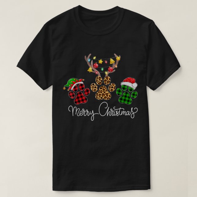 Camiseta Merry Christmas Paw Prints Design (Diseño del anverso)