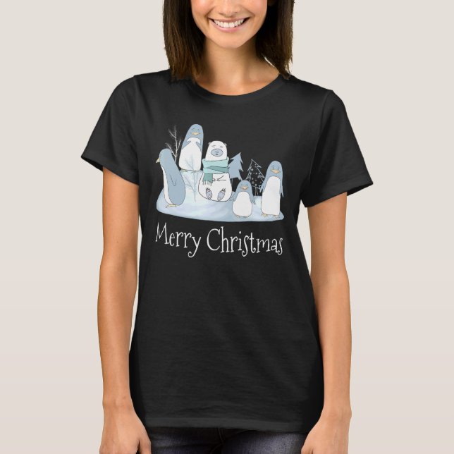 Camiseta Merry Christmas Penguins Polar Bear Pop Art Chris (Anverso)