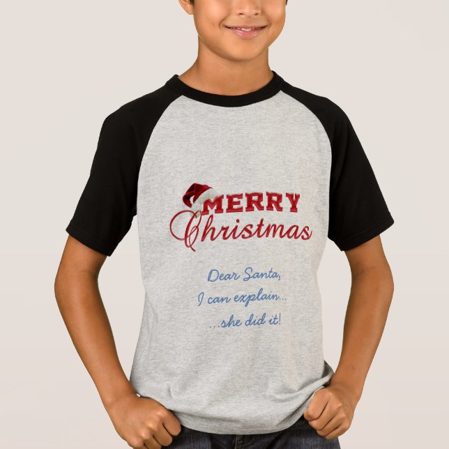 Camiseta Merry Christmas Poinsettia Wreath Monograma (Anverso)