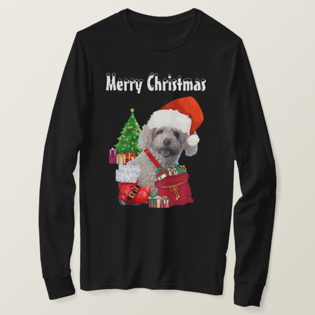 Camiseta Merry Christmas Poodle Long Sleeve Tee (Anverso del diseño)