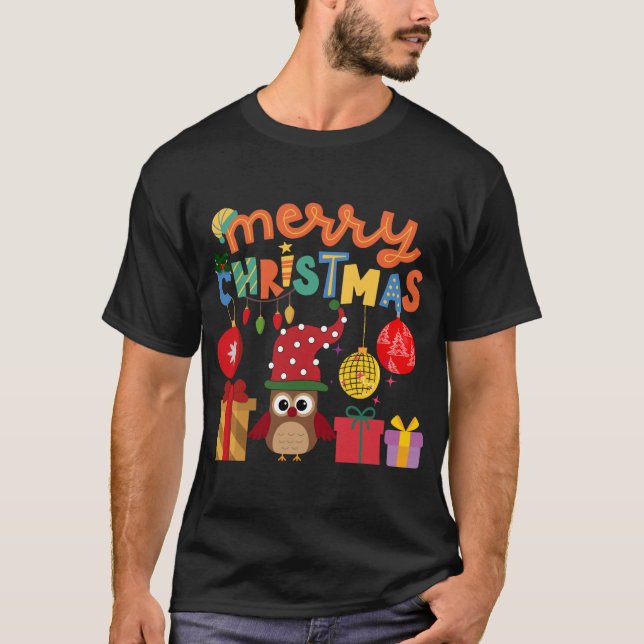 CAMISETA MERRY CHRISTMAS PRESENTA LUCES SANTA NUEVO AÑO EVE (Anverso)