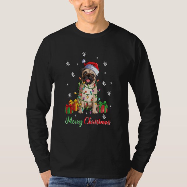 Camiseta Merry Christmas Pug Dog  Ugly Xmas 1 (Anverso)