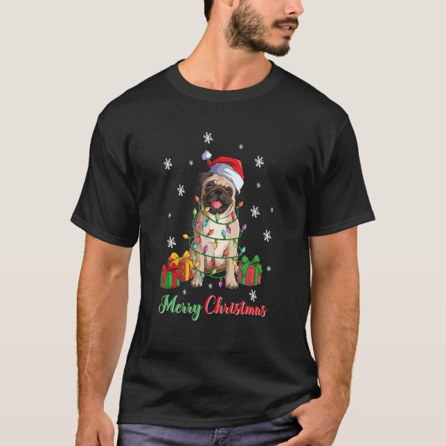 Camiseta Merry Christmas Pug Dog  Ugly Xmas 1 (Anverso)