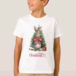 Camiseta Merry Christmas Rabbit Tree Decorating