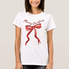 Camiseta Merry Christmas Red Bow T-Shirt