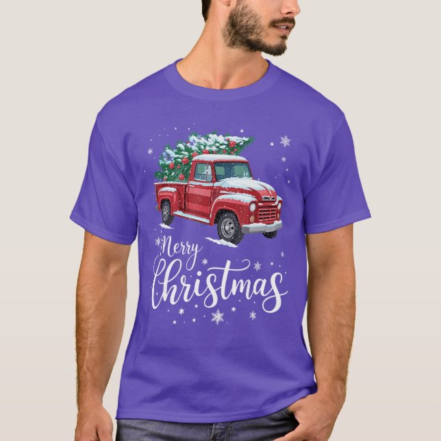 Camiseta Merry Christmas Red Truck Family Matching Christma (Anverso)
