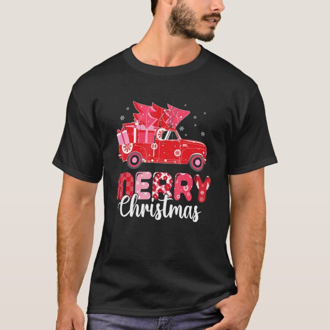 Camiseta Merry Christmas Red Truck With Tree Xmas PJ costum (Anverso)