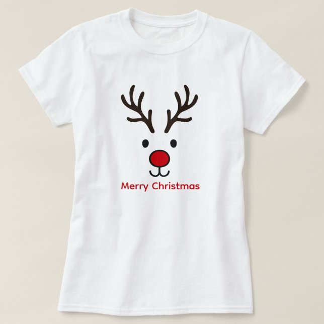 Camiseta Merry Christmas Reindeer Cute Xmas Personalized  (Diseño del anverso)