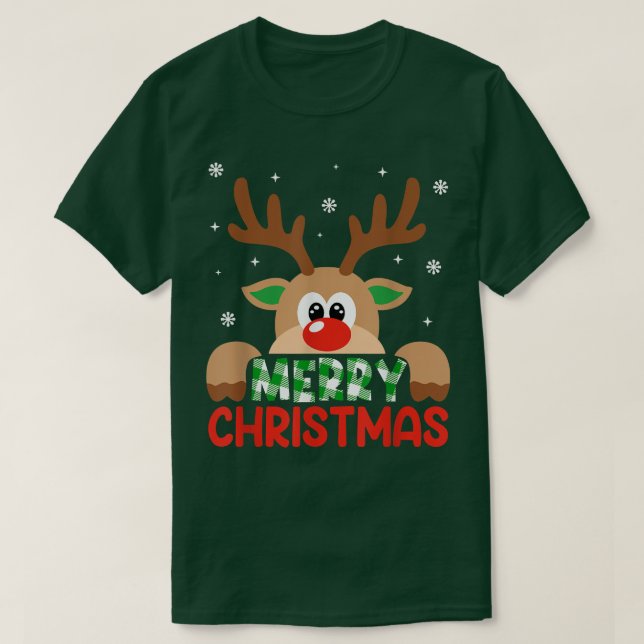 Camiseta Merry Christmas Reindeer Leopardo Buffalo Rojo (Diseño del anverso)