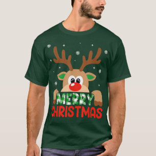 Camiseta Merry Christmas Reindeer Leopardo Buffalo Rojo