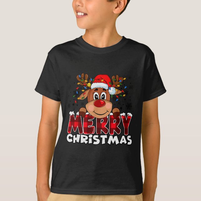 Camiseta Merry Christmas Reindeer Men Women Family Matching (Anverso)