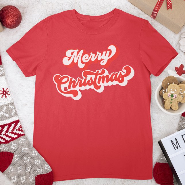 Camiseta Merry Christmas Retro Red Classic (Merry Christmas simple retro red Women's T shirt. )